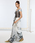 Handwoven Black Printed Sari By KYNAH, Luxury Indian Fashion & Bridal Wear