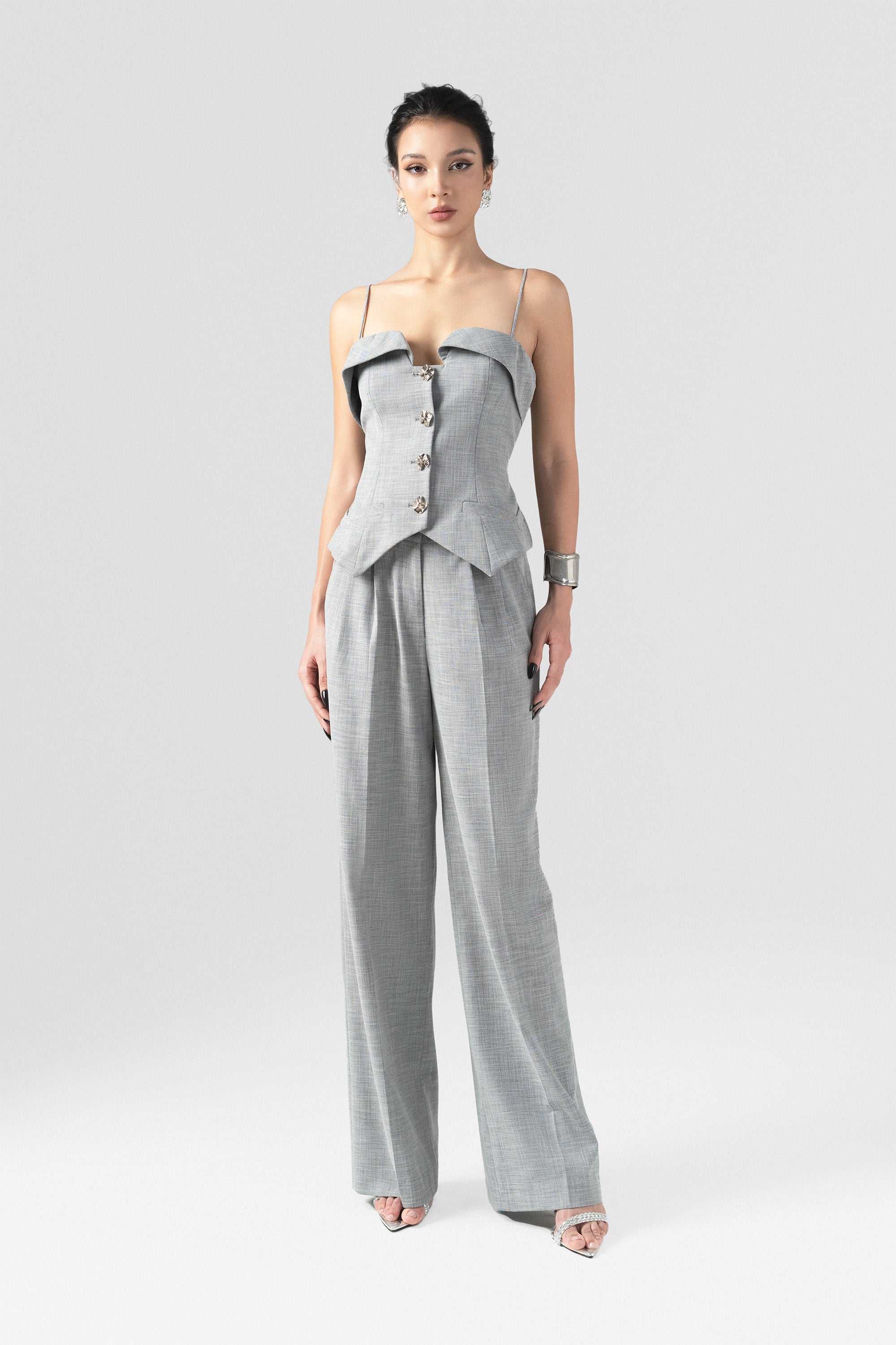 Power Elegant Long Straight-Leg Pants Set