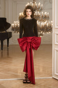 Revolutionary Elegant Red Bow Evening Ensemble