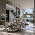 OSO Stainless Steel Elysian Shell Sculpture - Height: 72 inch (183 cm) / Queen Conch