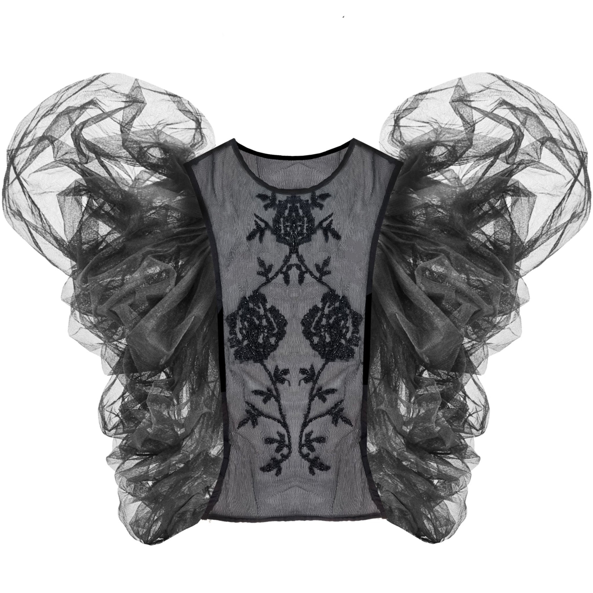 Embroidered Top with Detachable Sleeves