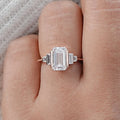 Emerald Half Bezel Set Baguette Diamond Engagement Ring