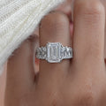 Emerald Diamond French Cut Trapezoid Accent Engagement Ring