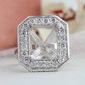 Emerald Cut Halo Semi Mount Engagement Ring