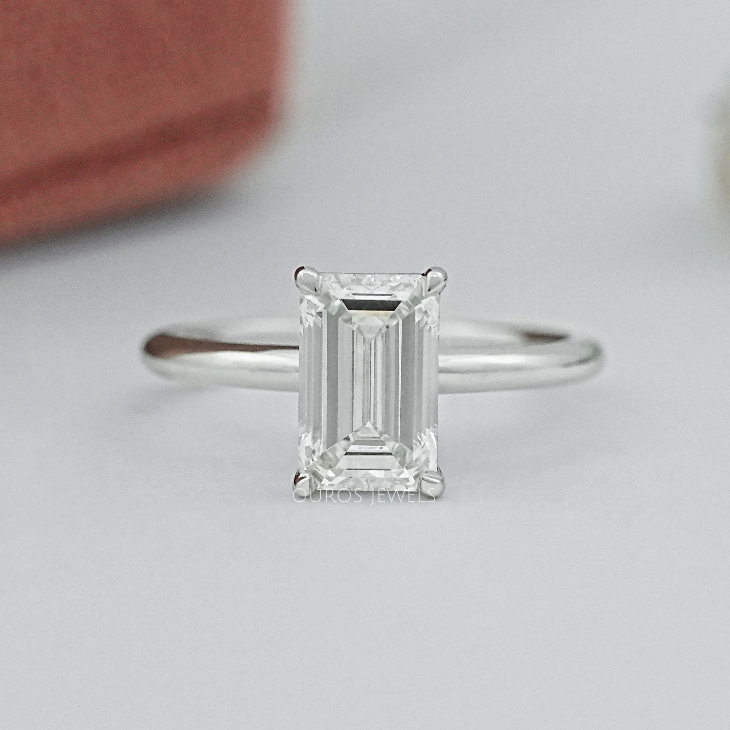 Emerald Cut Lab Diamond Solitaire Engagement Ring