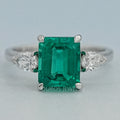 Emerald Gemstone Three Stone Ring