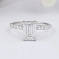 IGI Certified Emerald Cut Diamond Solitaire Accent Ring
