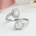 Emerald And Trilliant Cut Halo Lab Diamond Bypass Engagement Ring