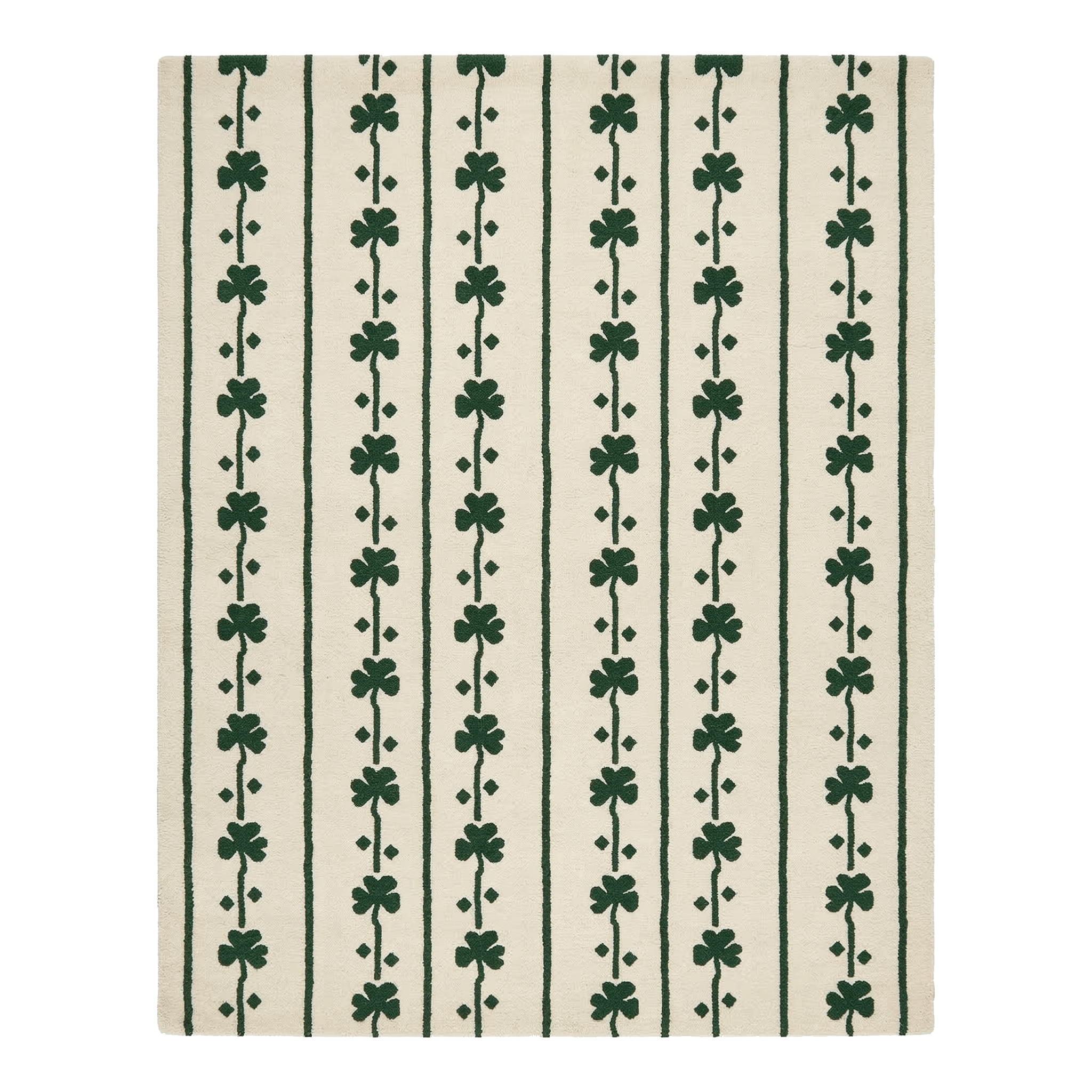 Emerald Clover Column Hand Tufted Rug
