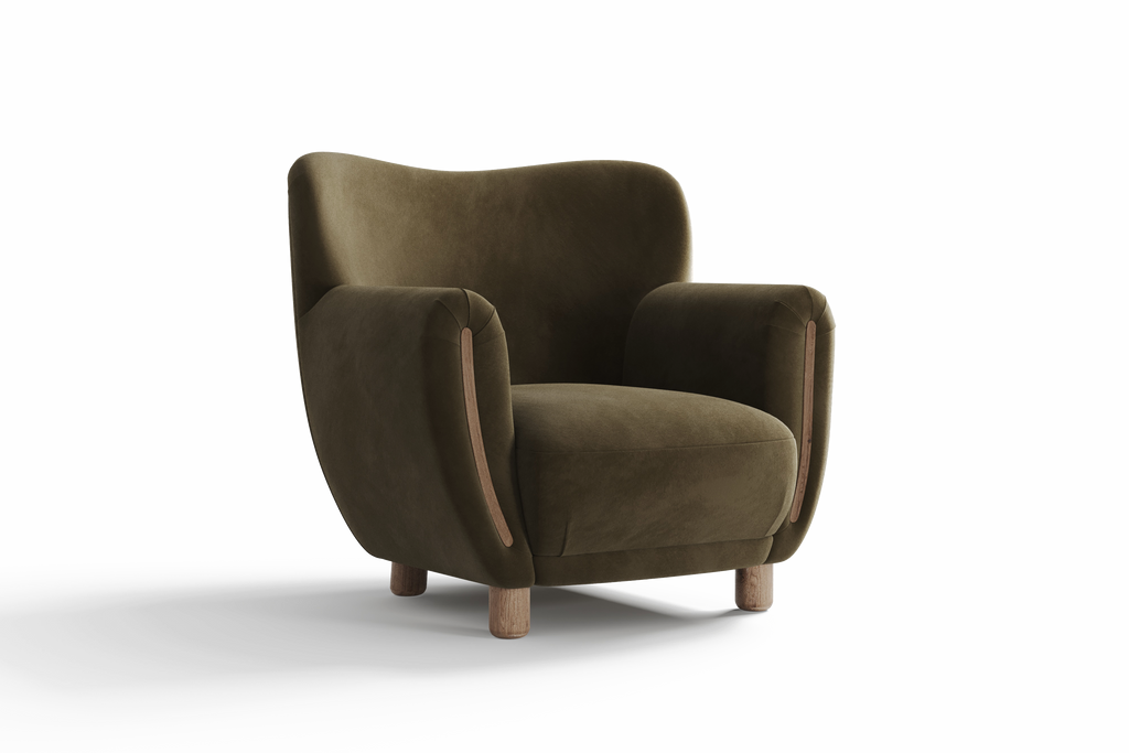 Emerald Velvet Fabric Accent Chair