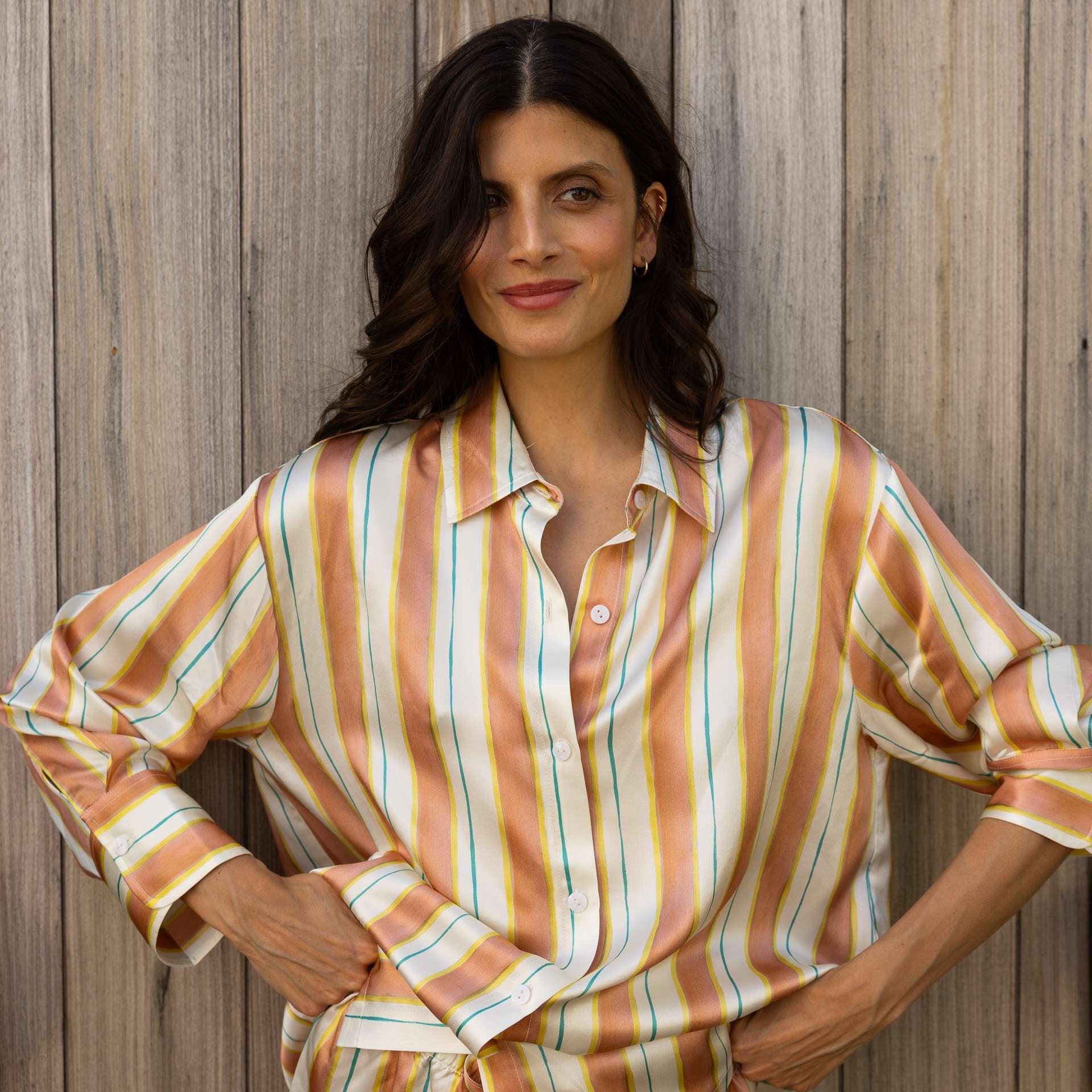 Chemise Oversize 100% pure soie de mûrier - Lignes divines