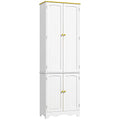 72" Tall Kitchen Pantry with 4 Shelves & 4 Doors, White