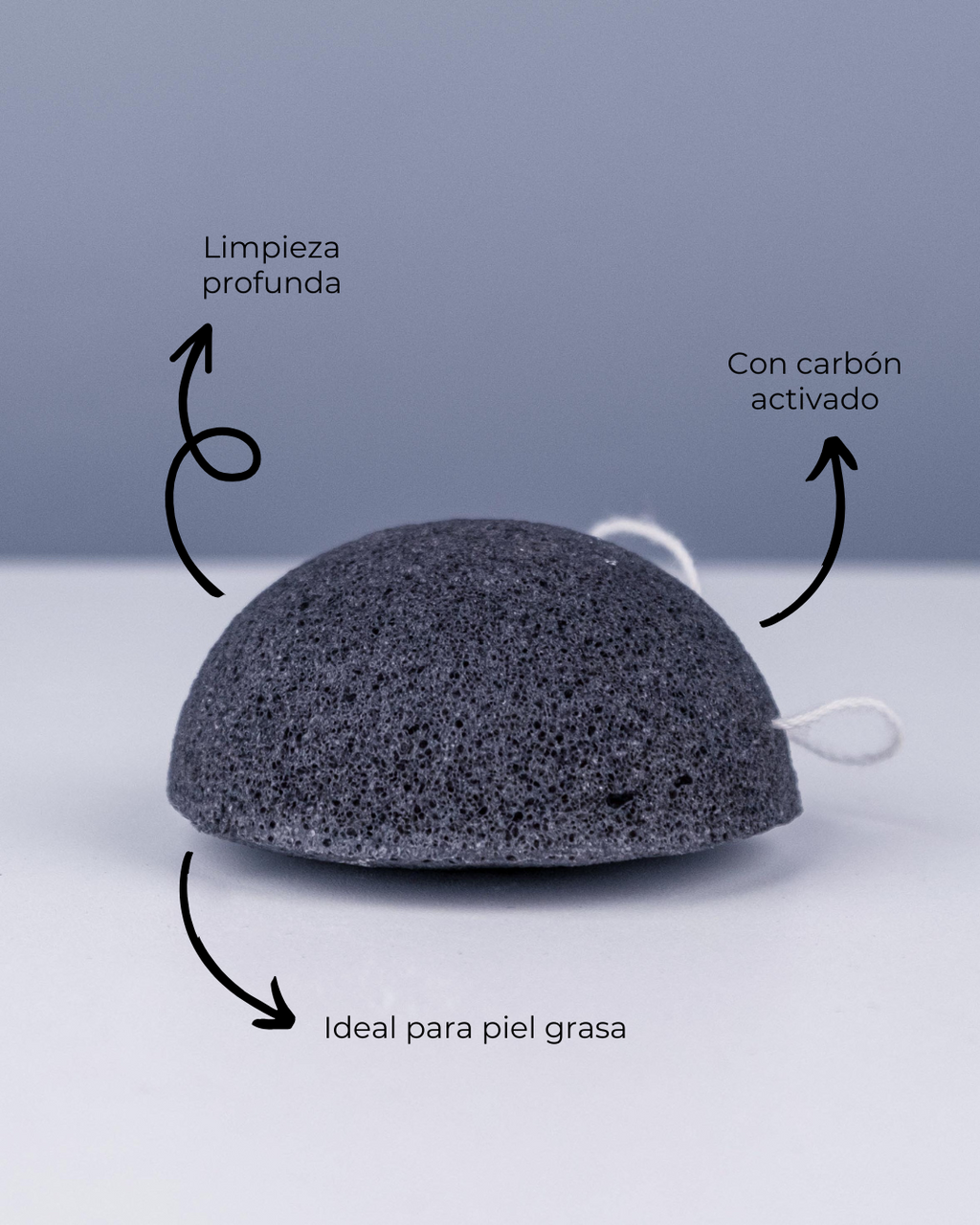 Esponja Konjac Facial Piel Grasa con Carbón