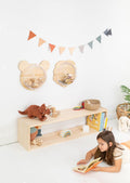 Estantería montessori de madera maciza de 2 estantes