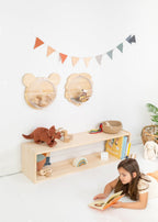 Estantería montessori de madera maciza de 2 estantes