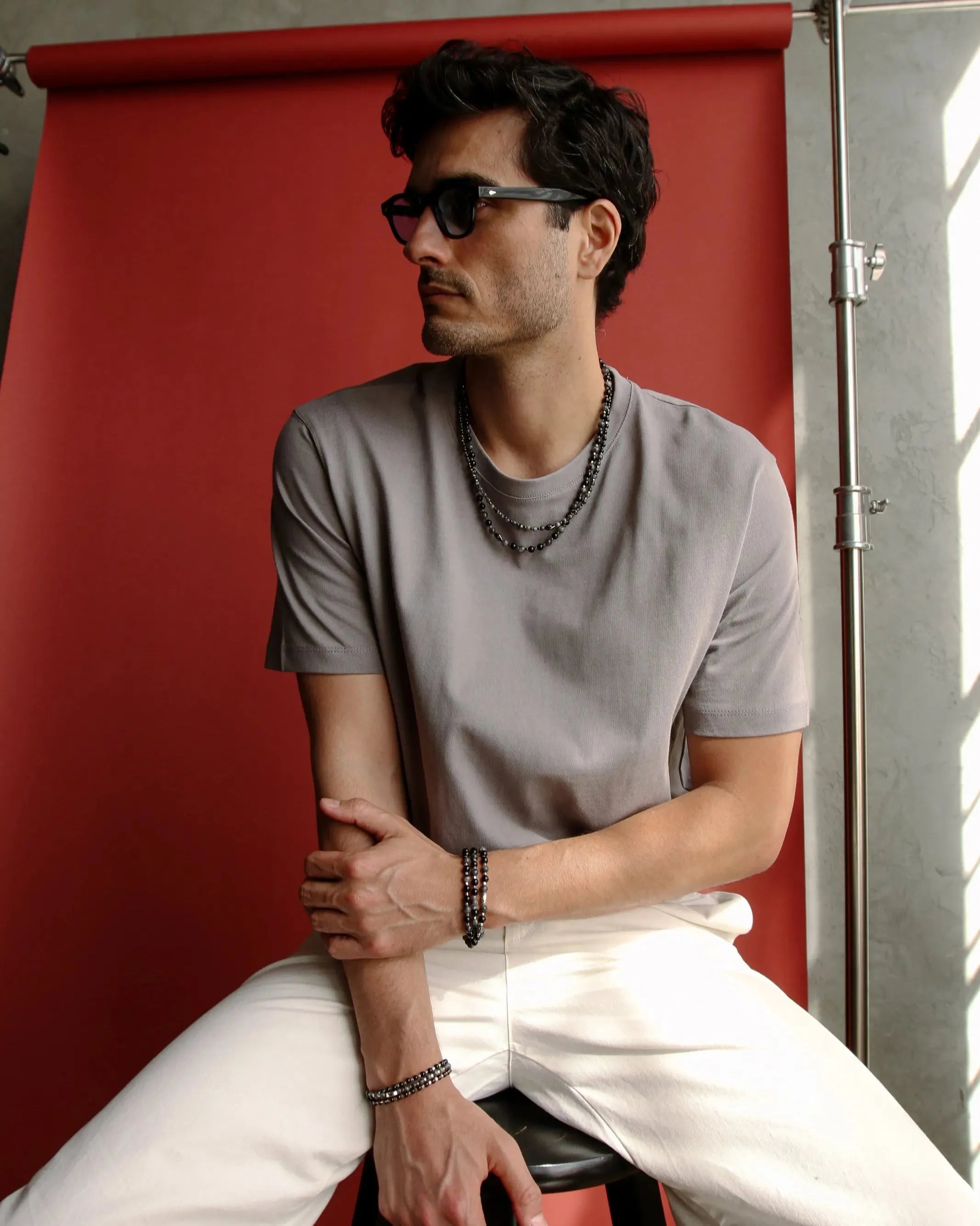 Ethan Wrap Necklace in Black Rhodium