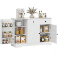 47" Farmhouse Sideboard with 3 Barn Doors, Adjustable Shelves and Drawer, White