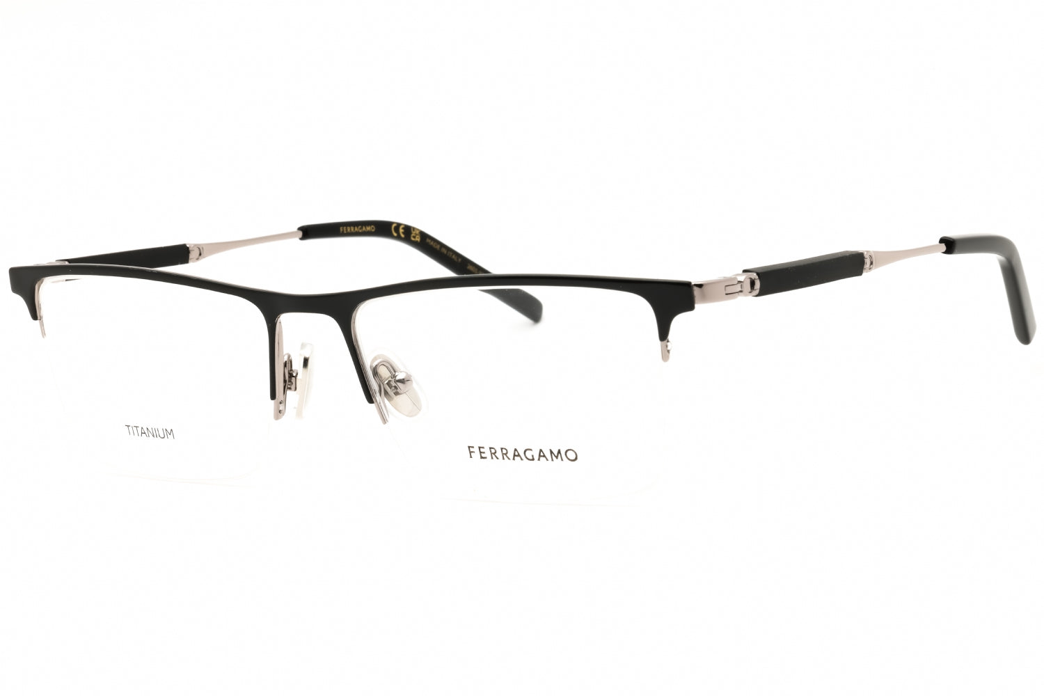 Ferragamo SF2586 Titanium Rectangular Eyeglasses — Black