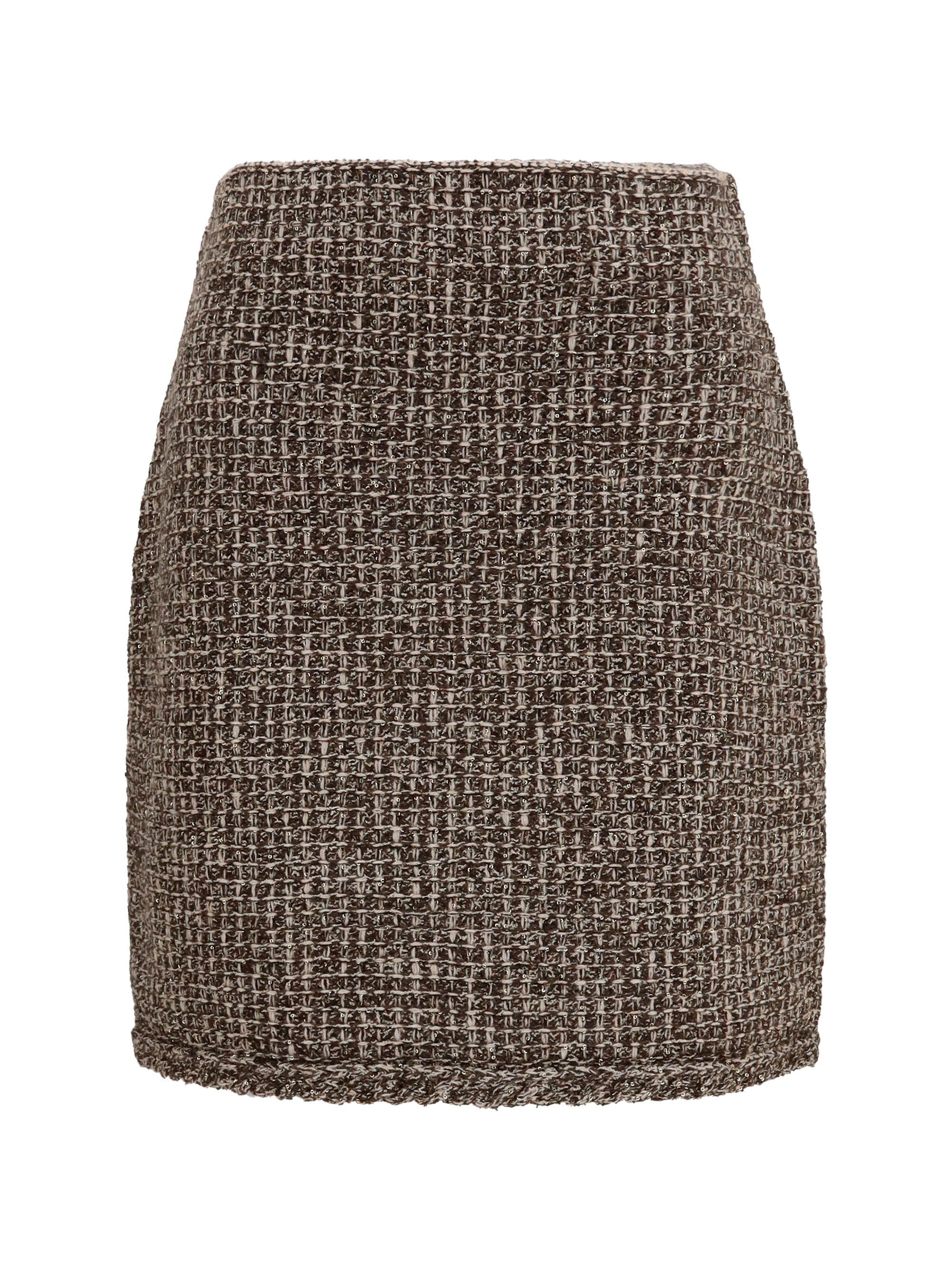 Fabiana Filippi Tweed with Sequin Embellishment Skirt — Brown