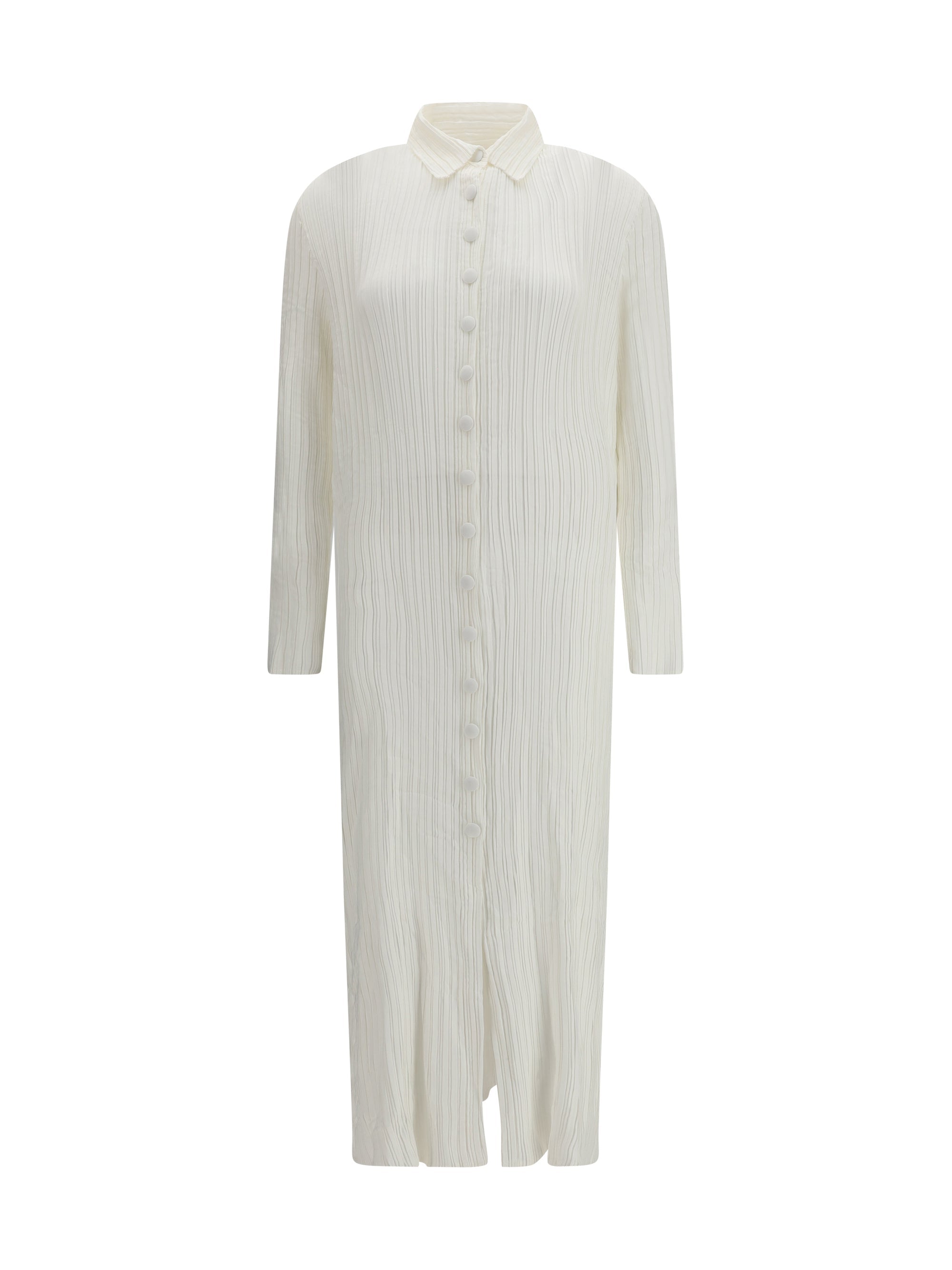 Gongdid Design Ribbed Pleated Dress — White