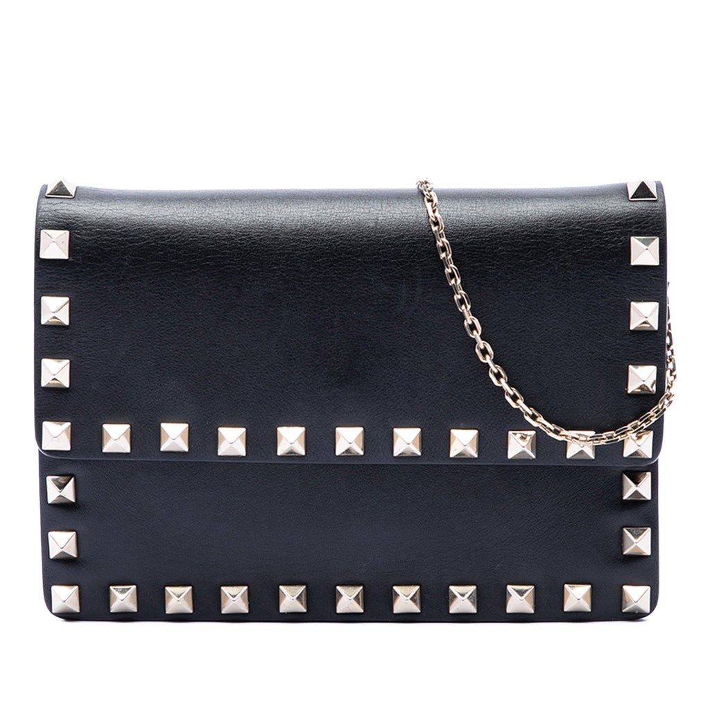 Leather Rockstud Clutch on Chain