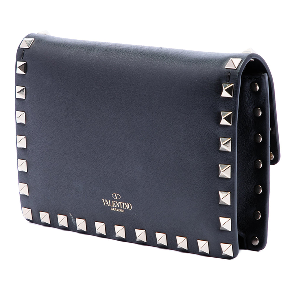 Leather Rockstud Clutch on Chain