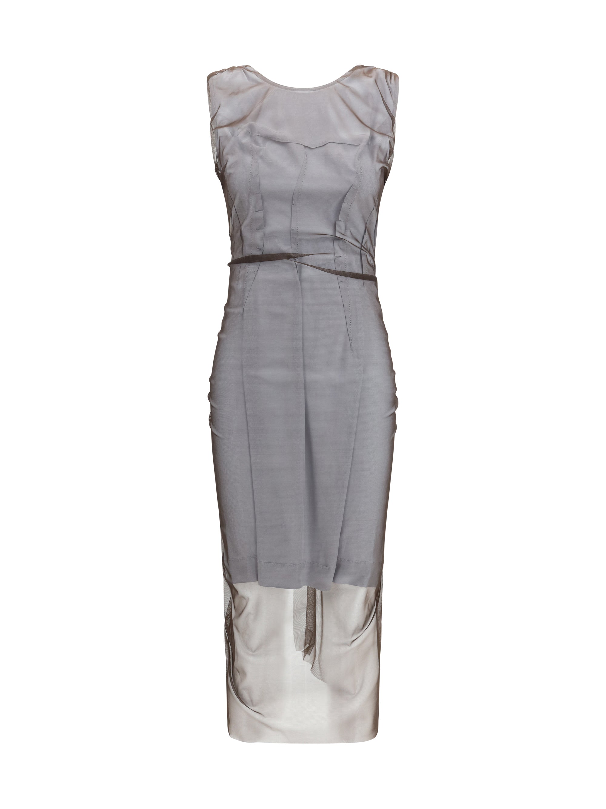 Maison Margiela Semi-Sheer Panel Construction Dress — Gray
