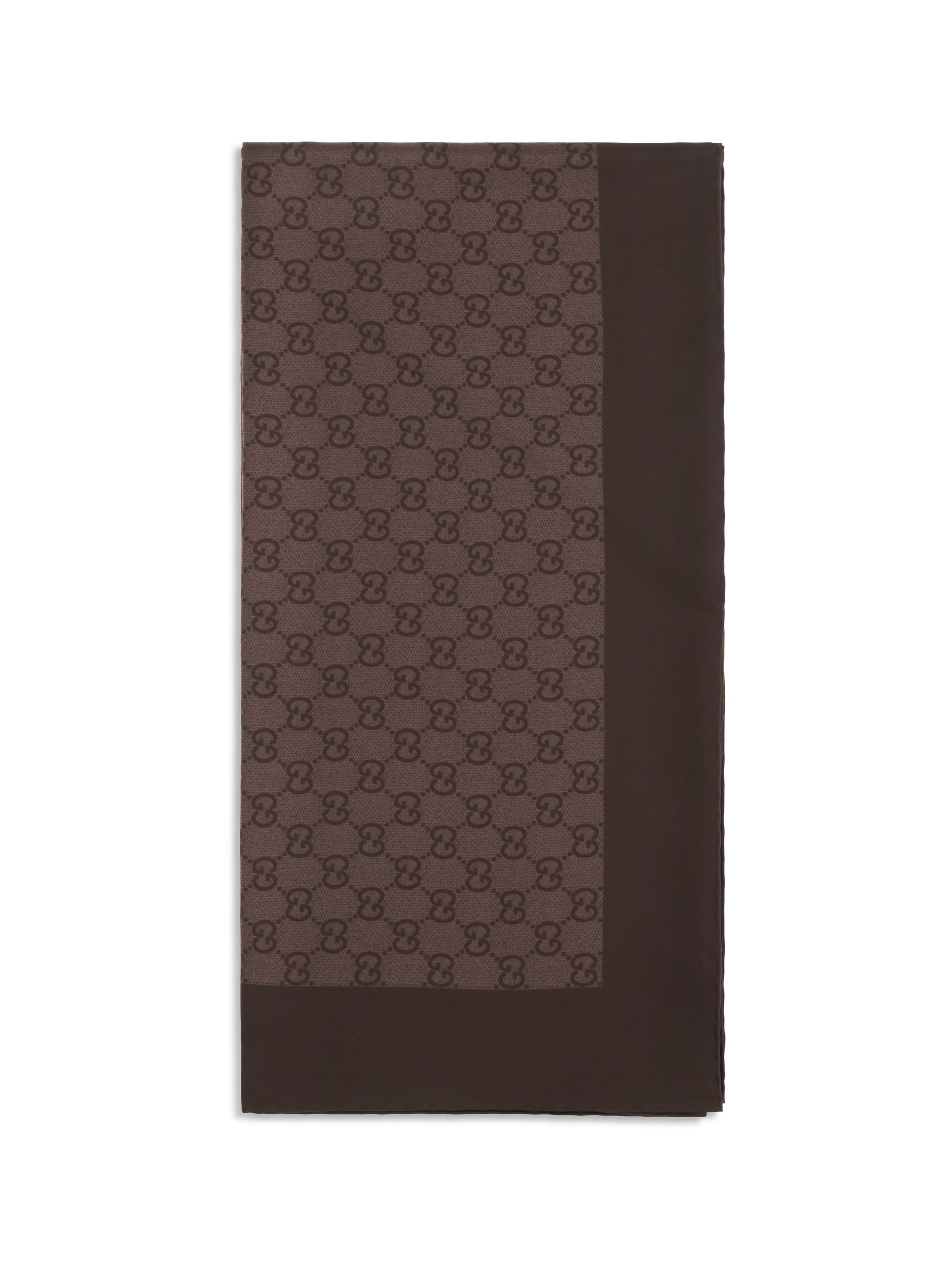 Gucci GG Silk Twill Jacquard Scarf — Brown
