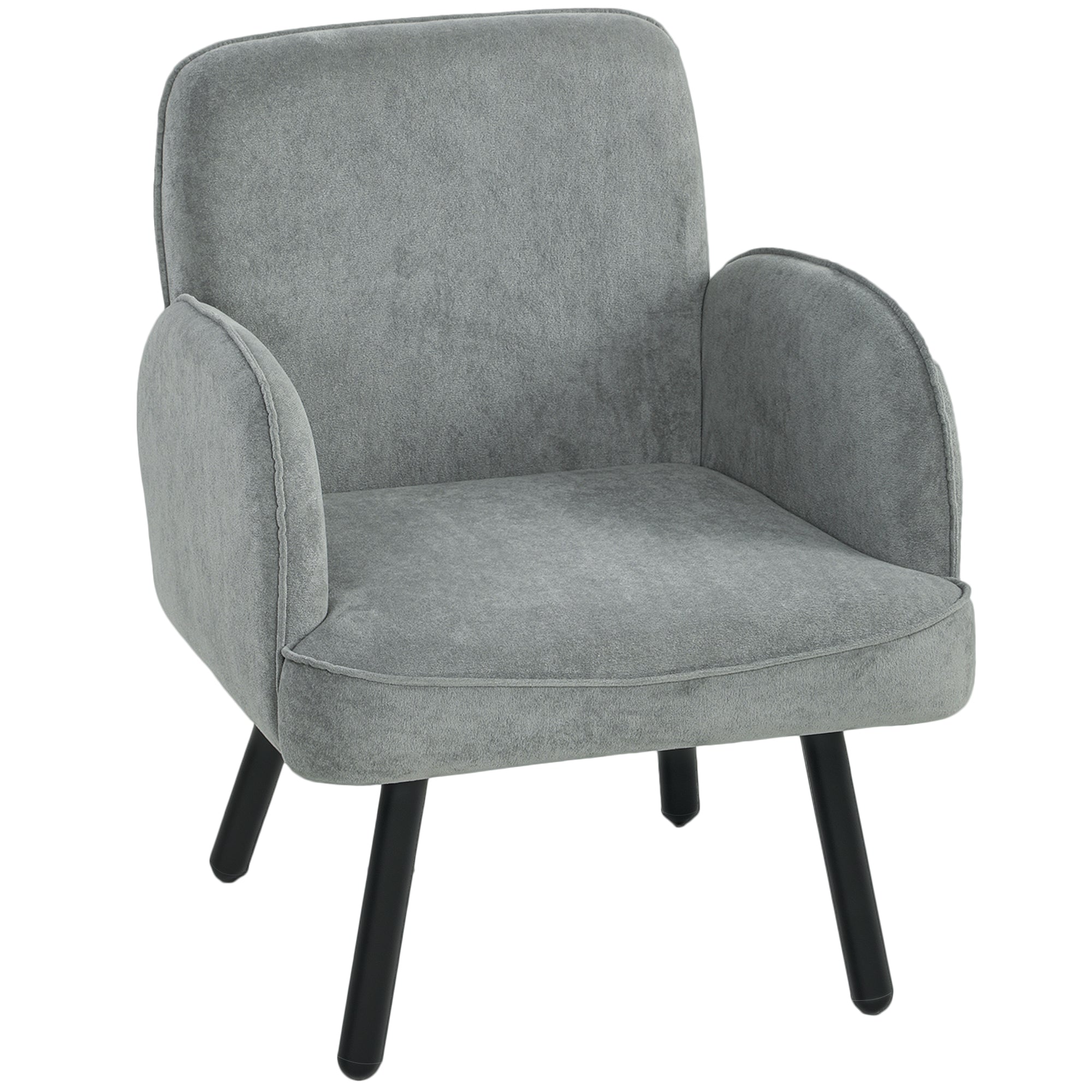 Modern velvet lounge chair with spring cushion and carbon steel frame, Grey