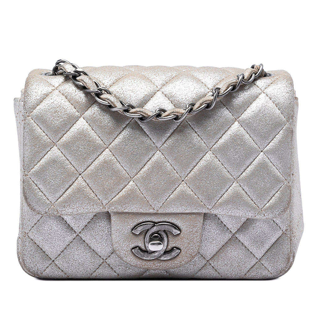 Mini Square Classic Metallic Lambskin Single Flap