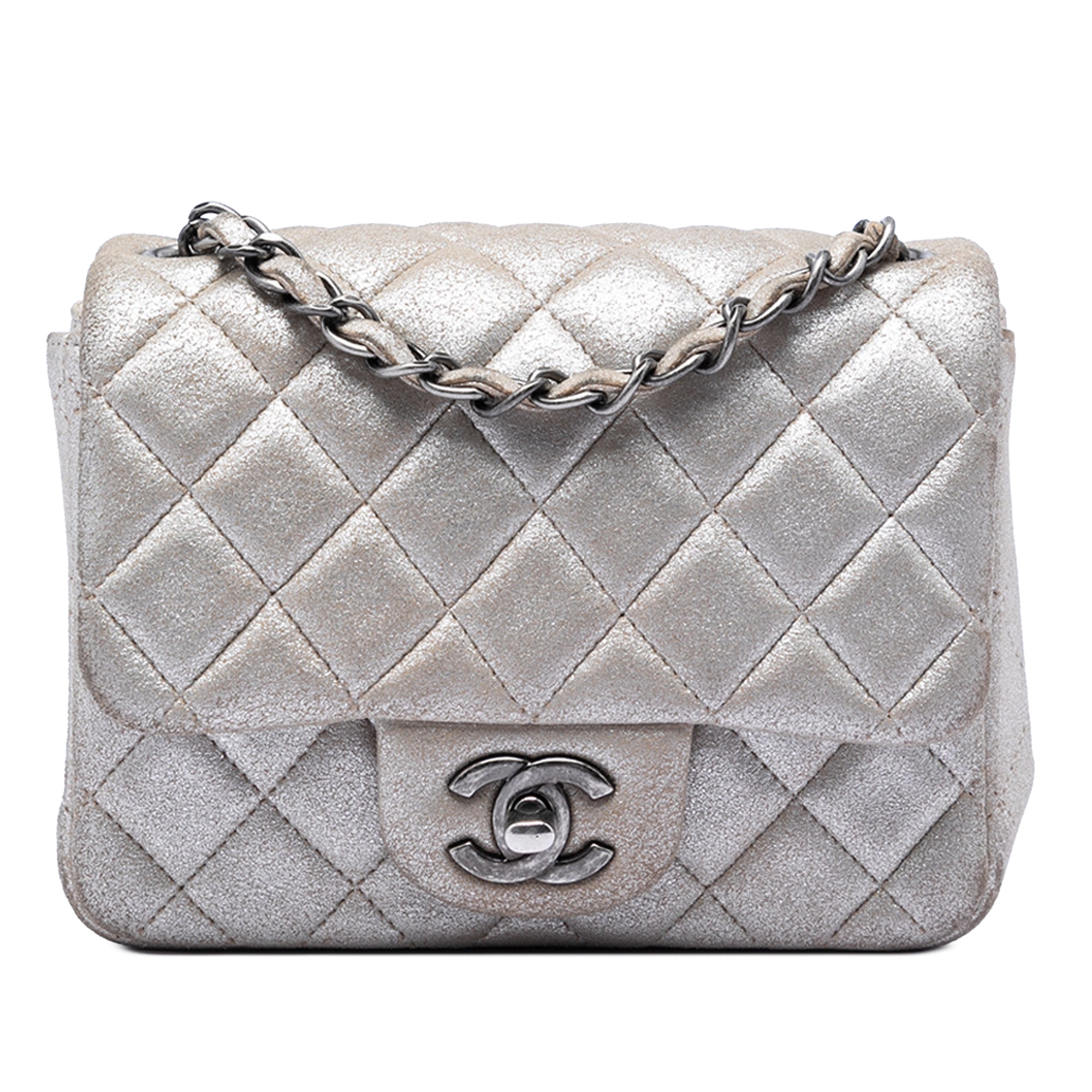 Mini Square Classic Metallic Lambskin Single Flap