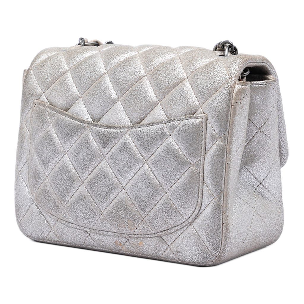 Mini Square Classic Metallic Lambskin Single Flap