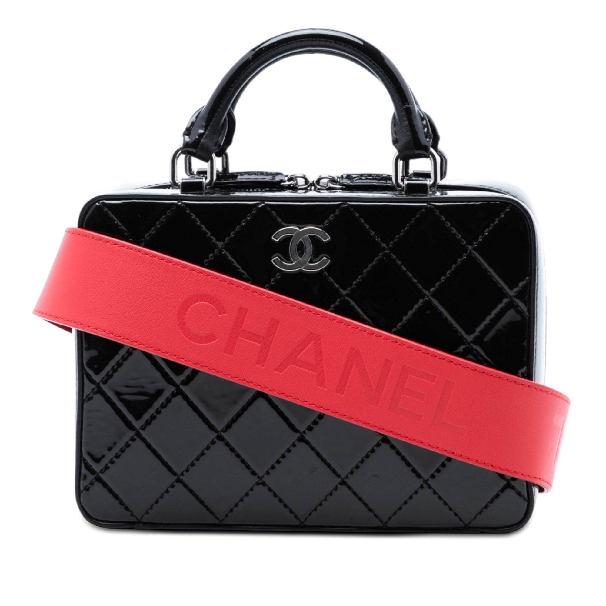 CC Quilted Patent Travel Kit Vanity Case