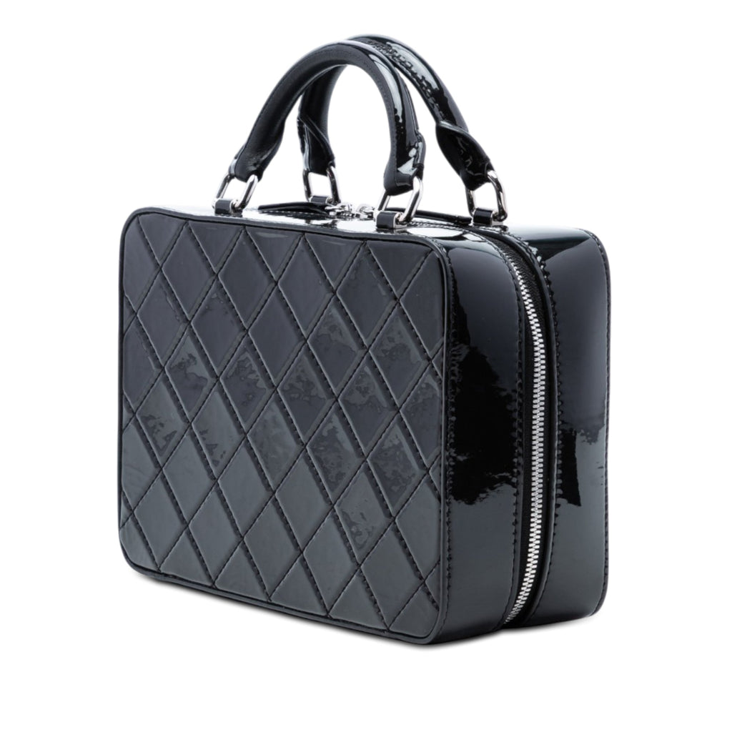CC Quilted Patent Travel Kit Vanity Case