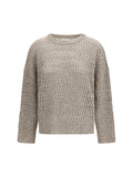 Brunello Cucinelli Openwork Silk Sweater — Beige