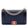 Old Medium Lambskin Embossed Cube Boy Flap