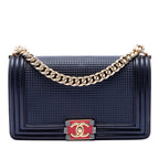 Old Medium Lambskin Embossed Cube Boy Flap