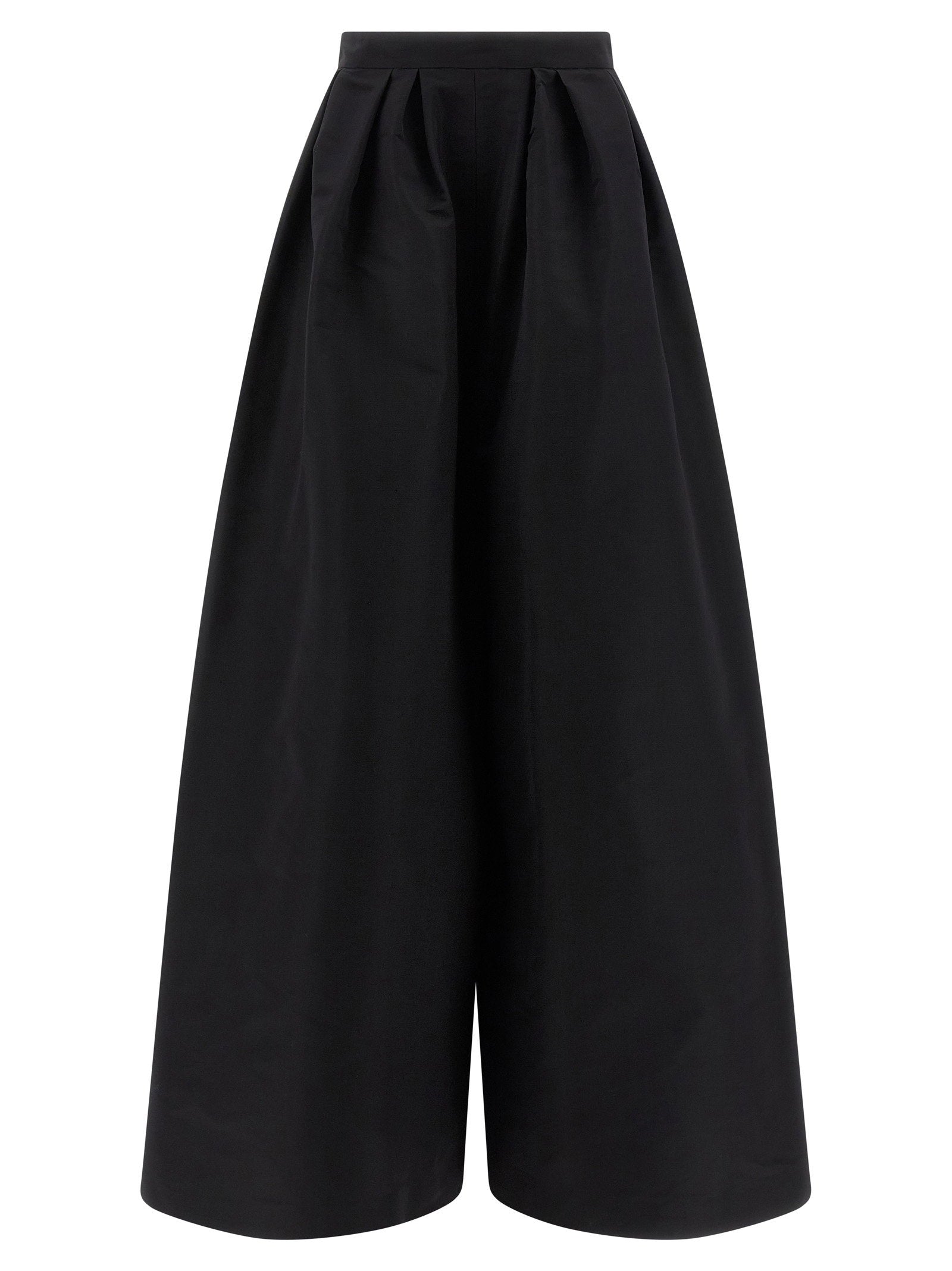 Carolina Herrera Pleated Silk Faille Trousers — Black