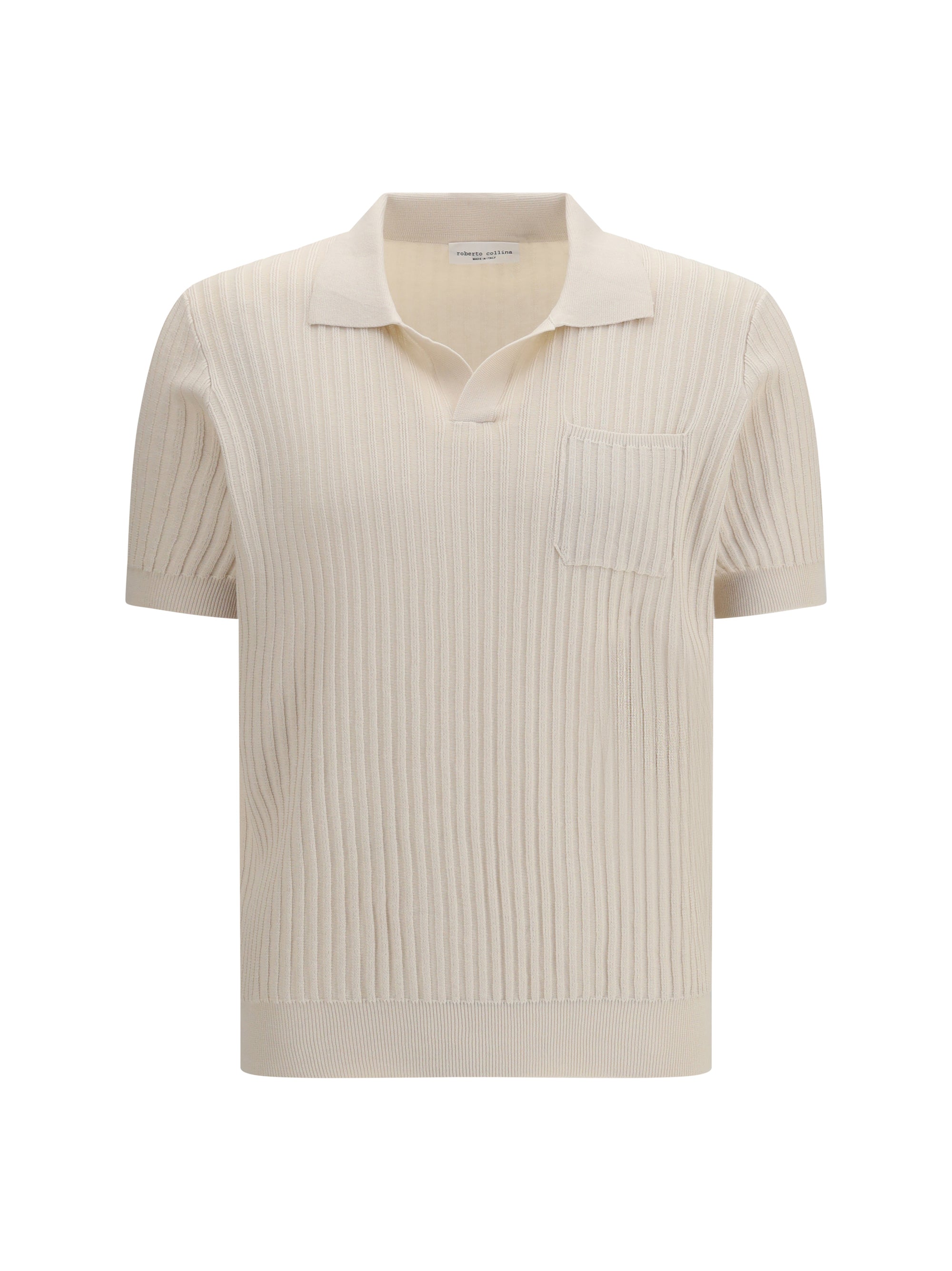 Roberto Collina Ribbed Cotton Polo — Beige