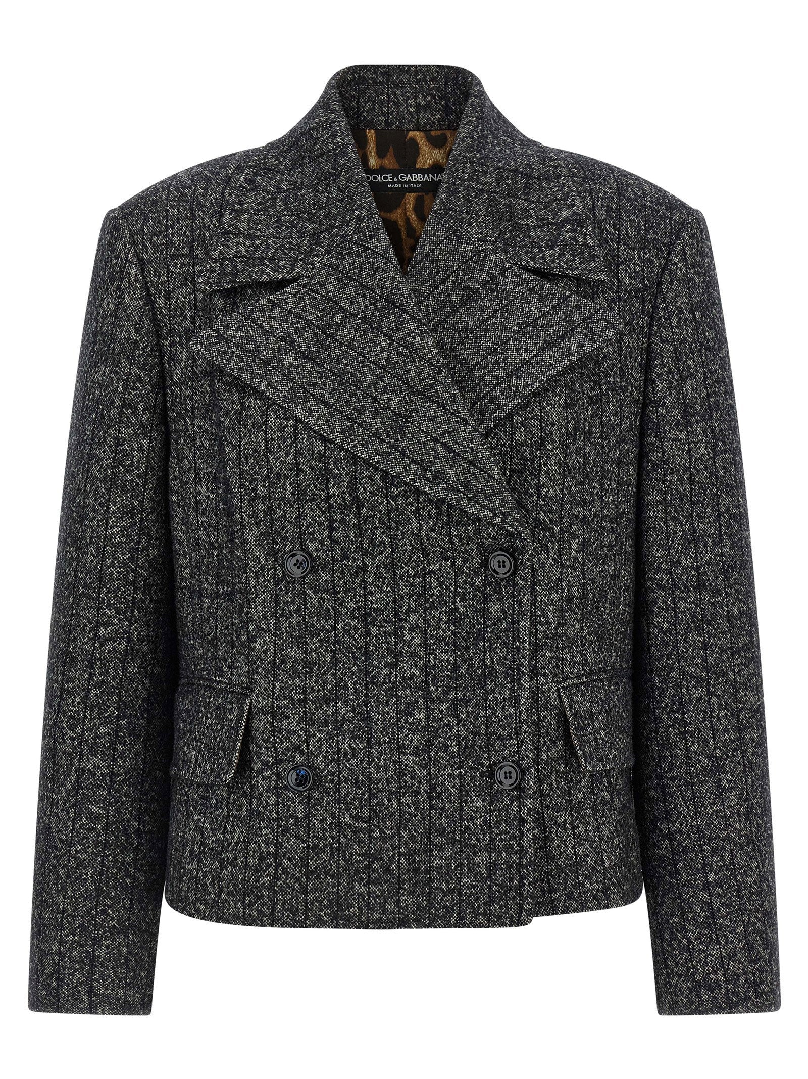 Dolce & Gabbana Double-Breasted Wool Blazer — Charcoal