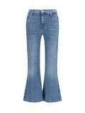 7for Cropped Flared with Raw Hem Jeans — Blue