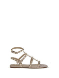 Valentino Garavani Studded Leather Sandal — Beige