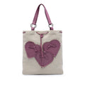 Canvas Fringed Heart Applique Tote