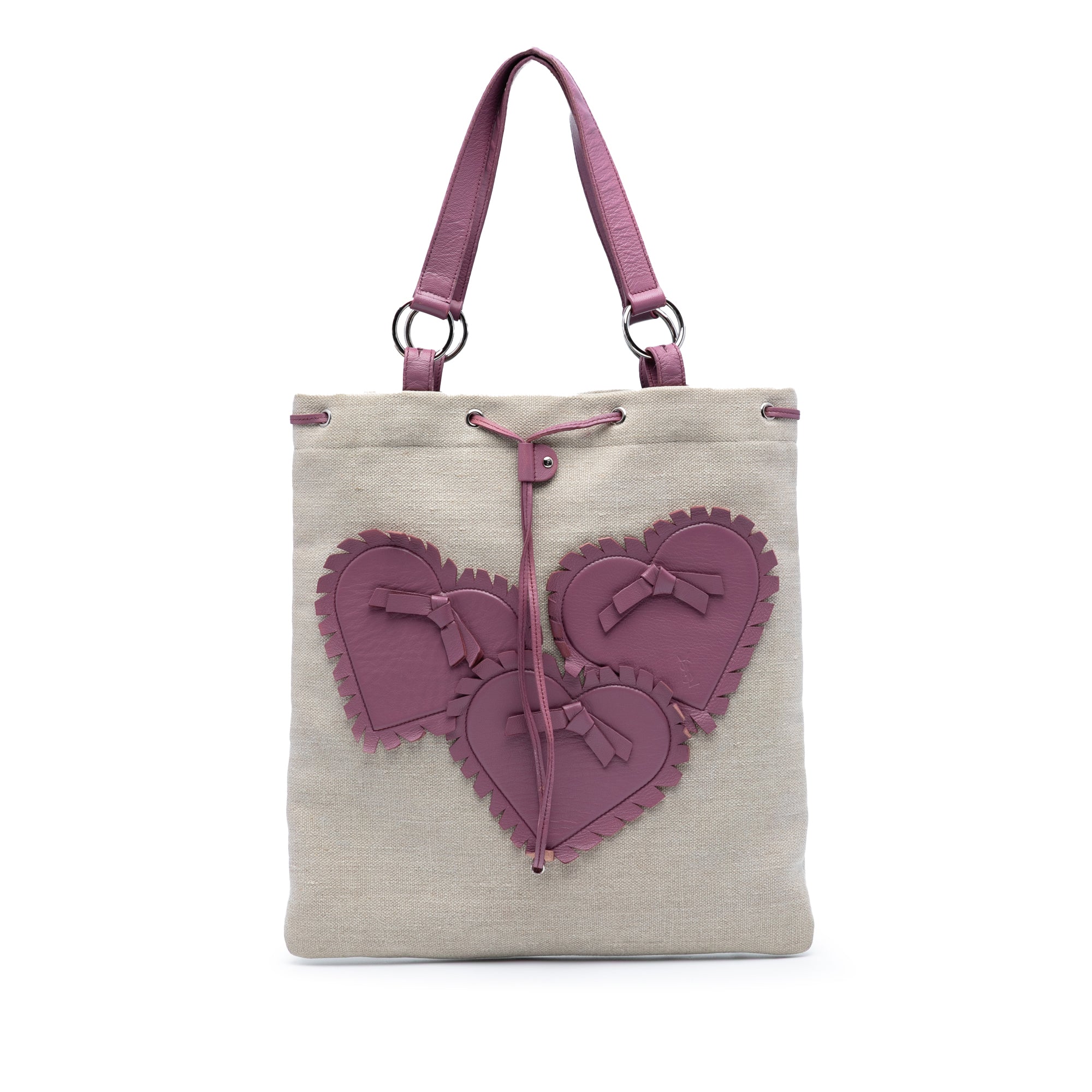 Canvas Fringed Heart Applique Tote