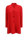 Valentino Single-Breasted Wool-Cashmere Coat — Red