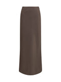 Loulou De Saison Silk Twill A-Line Maxi Skirt — Brown