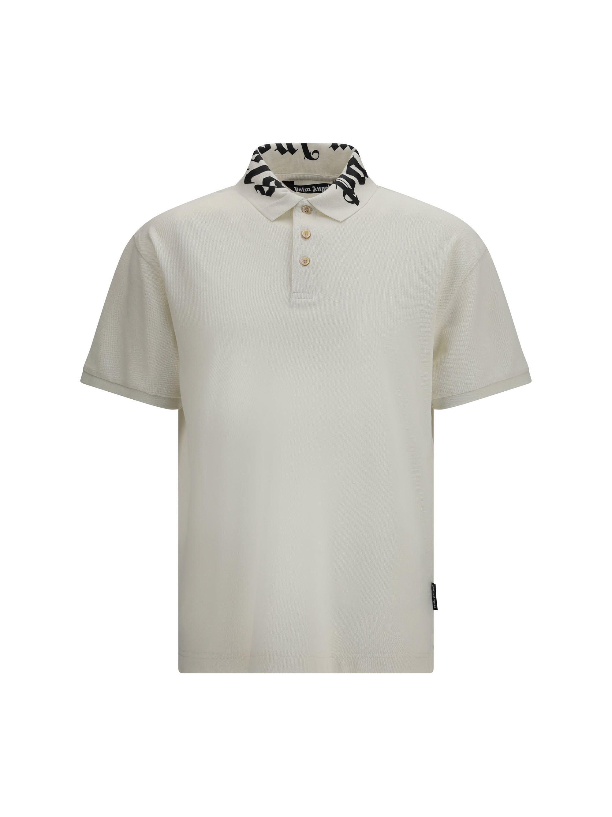 Palm Angels Logo-Embroidered Collar Polo — White