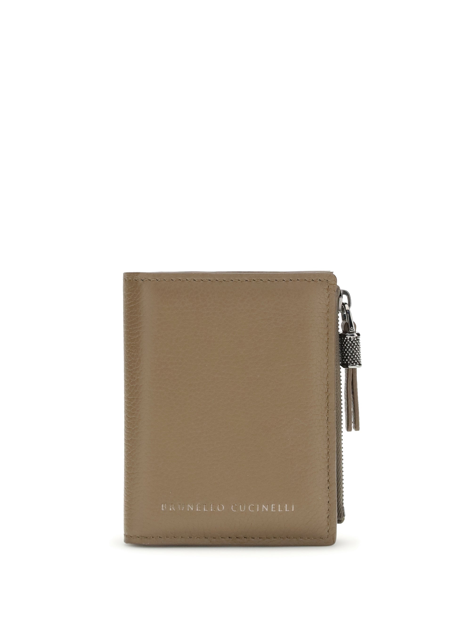 Brunello Cucinelli Leather with Zip Wallet — Beige