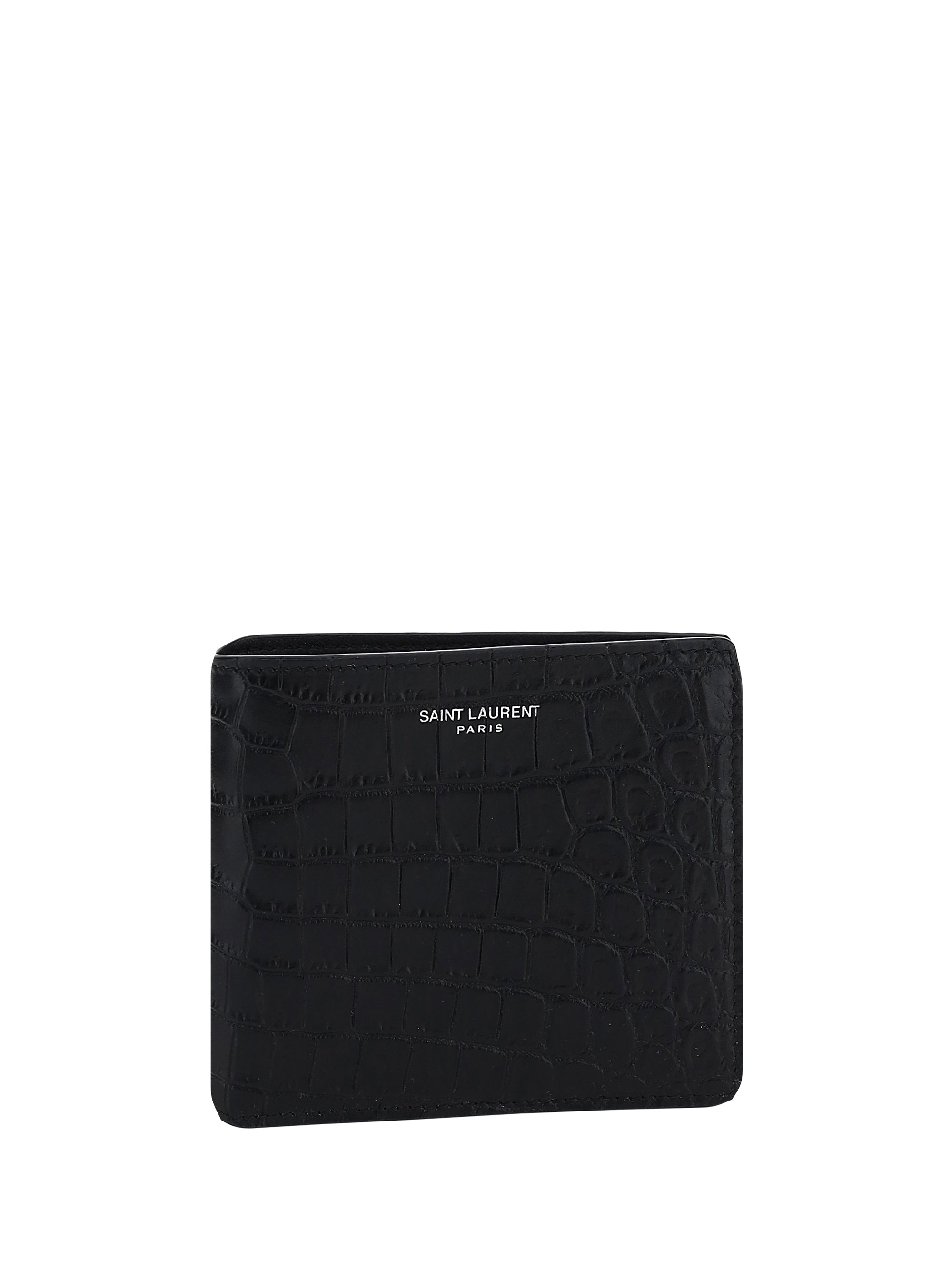 Saint Laurent Crocodile-Embossed Calf Leather Wallet — Black
