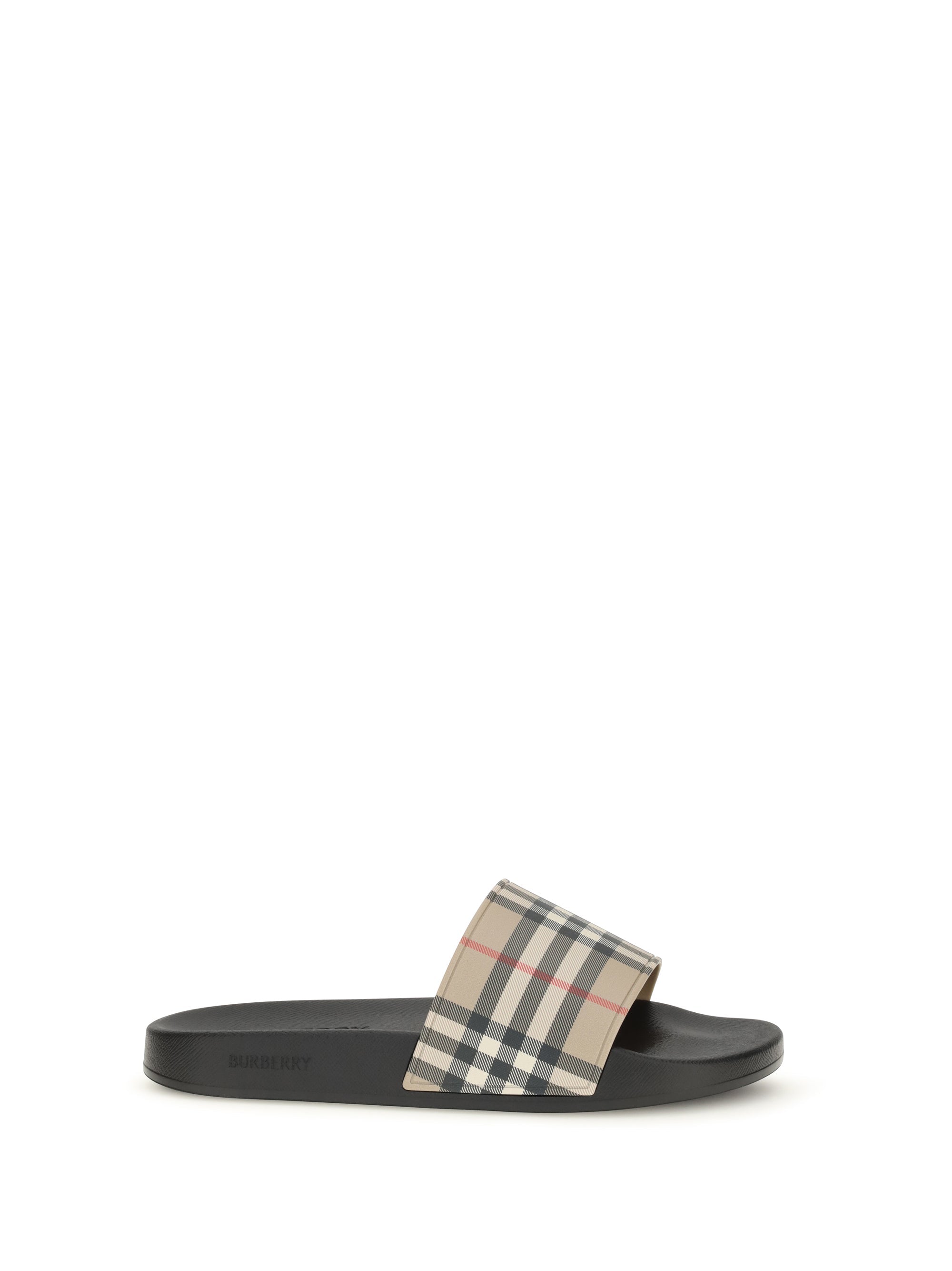 Burberry Check Pattern Slide — Beige